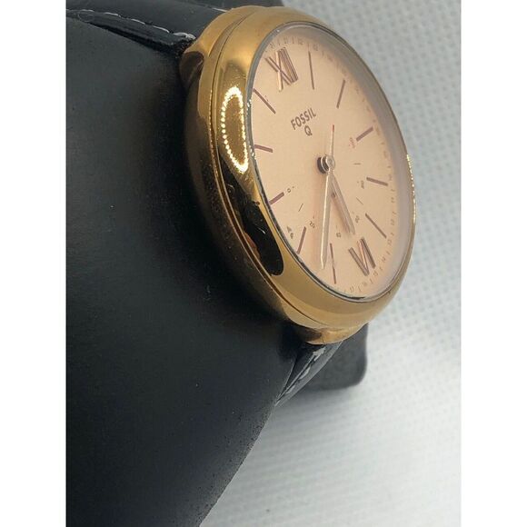 Fossil Q FTW5022 Women's Black Leather Analog Dial Wrist Hybrid Smart Watch HK16 - Picture 3 of 9
